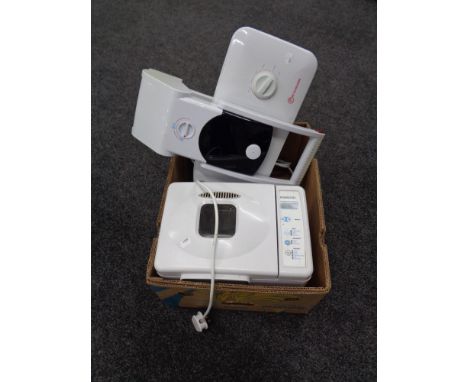 A box of Kendwood bread maker, steam iron press, vintage angle poise lamp 