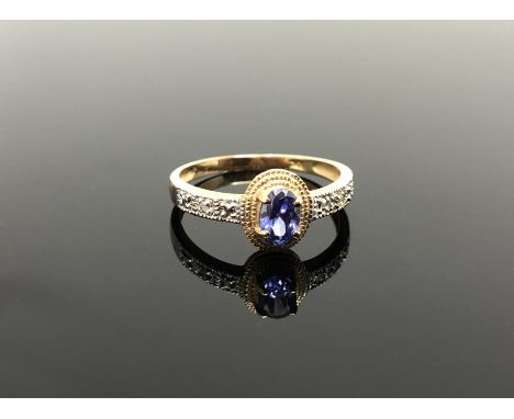 A 10ct gold tanzanite and diamond ring, size P