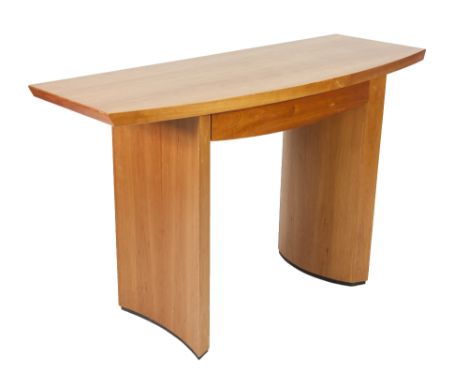 A MATTHEW HILTON FOR THE CONRAN SHOP, CHERRY WOOD DINING TABLE, LOZENGE SHAPE TOP WITH TURNED SUPPORTS, A MATCHING CONSOLE TA