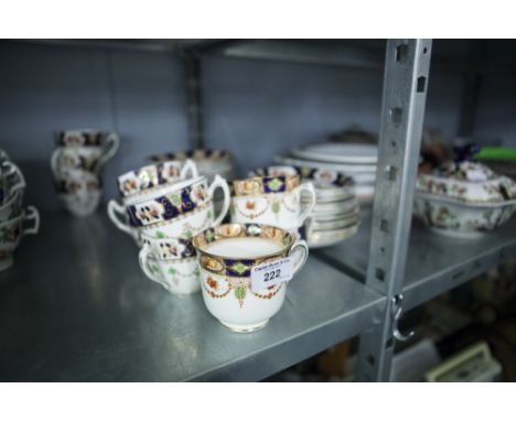 QUANTITY OF EDWARDIAN CHINA TEA WARES IN TWO SIMILAR PATTERNS WITH PRINTED AND COLOURED BORDERS VIZ 10 CUPS, 12 SAUCERS  AND 