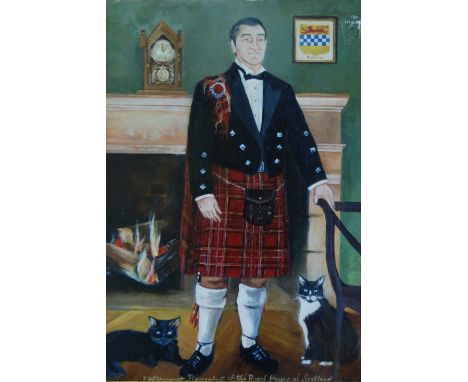 M. GREGIS (CHESTER)  OIL PAINTING ON OLD GESSOED PANEL  'Portrait of I. W. Stewart Esq. descendant  Royal House of Scotland i
