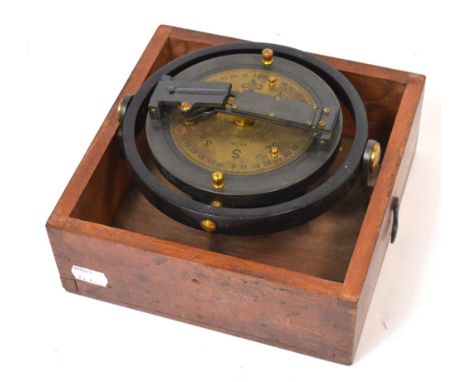 A cased Heath & Co Ltd of New Eltham, London SE9 ship's compass. CONDITION REPORT The box is af. The diameter of the compass 