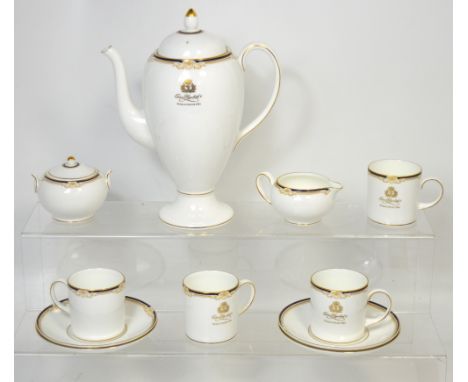 Cunard; a Wedgwood 'Cavendish' pattern eleven piece coffee service comprising coffee pot, sugar basin, milk jug, cups, saucer