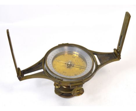 An F Robson & Co of Newcastle upon Tyne brass cased ship's compass on gimbal base.