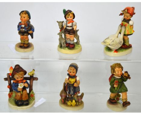 Goebel; six figural studies of girls, boys, animals and birds by M.J. Hummel (6).
