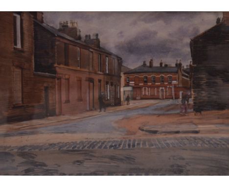 FRANK GREEN; a watercolour entitled 'Brandon Street, Everton', signed lower-right and dated June 1972, 20 x 28cm, framed and 