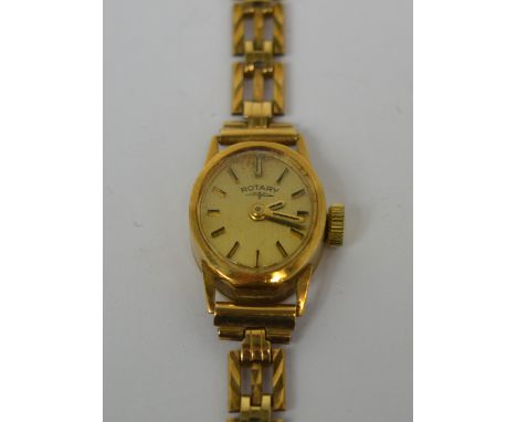 Rotary; a 9ct gold cased ladies' dress watch on a 9ct articulated bracelet. CONDITION REPORT Working on listing, approx 11.6g