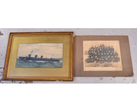 F NIALES; an oil on board depicting HMS Morningstar 1915-1918, signed lower-right, 23 x 41cm, framed and glazed, sold with a 