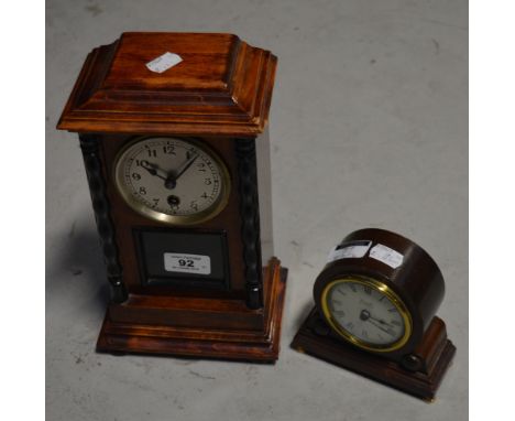 A thirty hour mantel clock, the silvered dial set with Arabic numerals, height 27cm and a Comitti of London mantel clock (2).