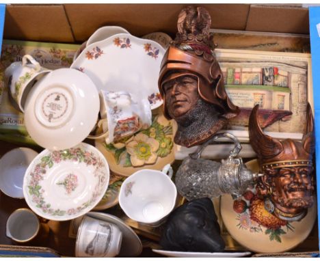 A quantity of Bossons decorative wall plaques, boxed Royal Doulton Brambly Hedge cups, saucers and plates, pressed glass mini