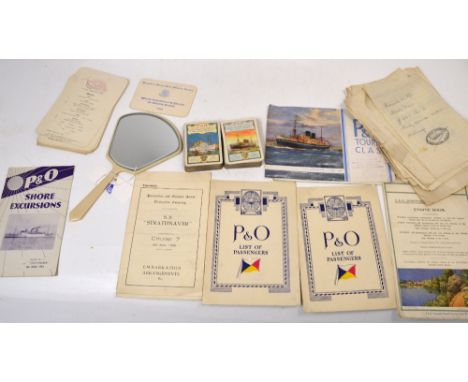 A maritime collector's lot relating to the Strathnaven Mediterranean Cruise June 1935, to include a hand mirror which was a g
