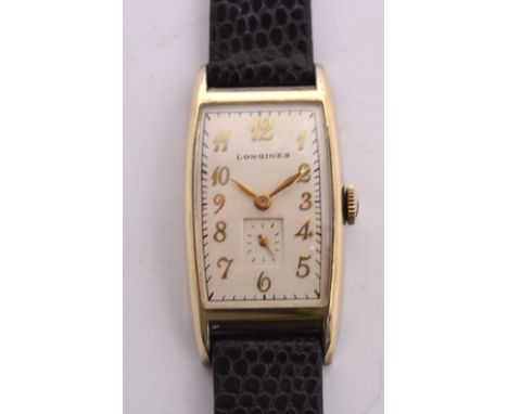 Longines; a 1940s gentleman's tank style dress watch, high grade seventeen jewel Calibre 9L manual wind movement with origina