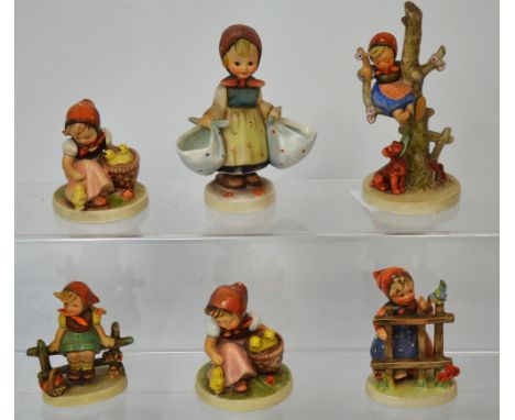 Goebel; six figural studies of girls by M.J. Hummel of to include 'Just Resting', 'Chick Girl' and 'Out of Danger' (6).
