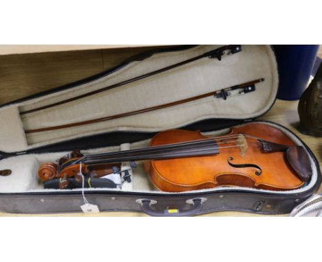 A David Dix oversize viola, labelled and dated 1979, with two bows, cases