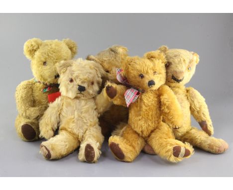 Two Chad Valley bears, Merrythought, two bears 1930-50's, tallest 14in.