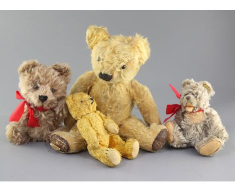 Chad Valley, Steiff, Zotty two bears 1960's, tallest 15in.