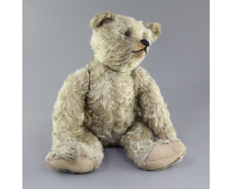 A Steiff centre seam bear, one paw pad replaced, one foot pad repaired, repairs to muzzle, hair loss to head and ears, small 