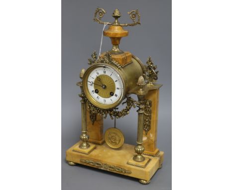 A Sienna marble and gilt metal portico clock Height 39cm