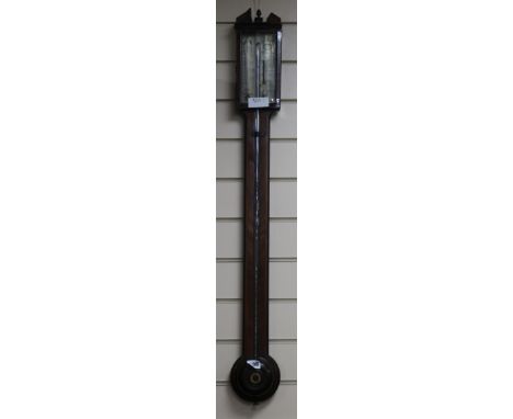 Francis Anone, Holborn, London. A George III mahogany stick barometer H.97cm