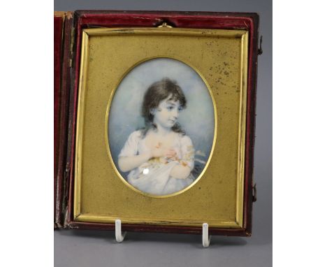 Attributed to Sanders, portrait miniature of Lady Norton on ivory, 8 x 6.3cm, oval, cased