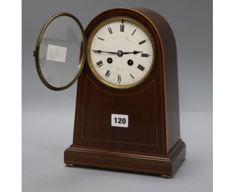 An Edwardian inlaid mahogany mantel clock