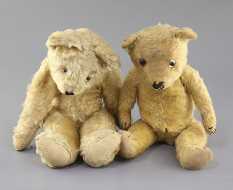 A 1930's Chiltern bear and another, tallest 15in.