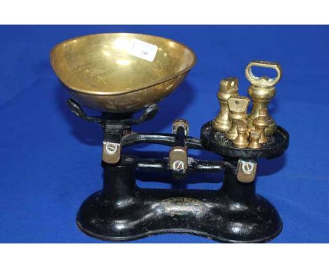 MIXED BRASS ITEMS
including a set of kitchen scales 