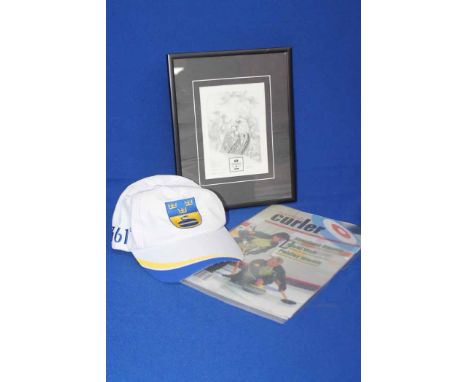 COLLECTION OF CURLING RELATED MAGAZINES, PICTURES AND PRINTS
along with cap and tie 