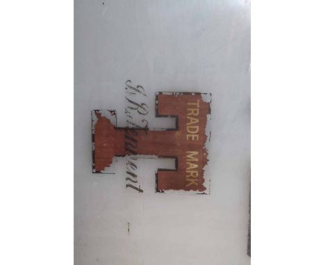 VINTAGE TENNENTS LAGER AND STOUT GLASS ADVERTISEMENT PANEL
likely originally fitted in a pub interior, 54cm high, 148cm long