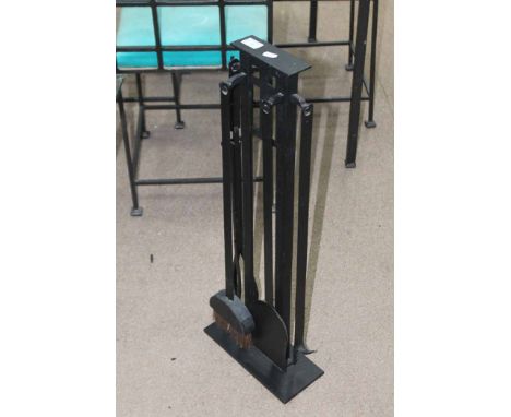 RENNIE MACKINTOSH-STYLE TABLE LAMP, FIRE SIDE COMPANION SET AND FIRESCREEN