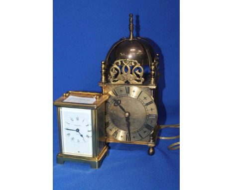 BRASS LANTERN CLOCK AND A BAYARD CARRAGE CLOCK
the lantern clock converted to a battery operated clock 