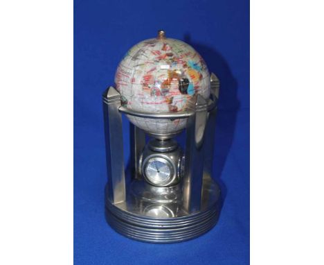 MOTHER OF PEARL GLOBE CLOCK
with dual time, thermometer and hygrometer