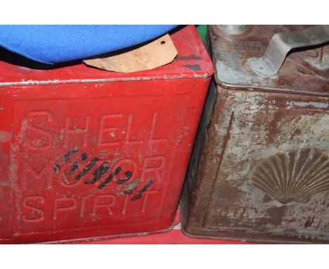 COLLECTION OF VINTAGE PETROLEUM CANNISTERS
including a yellow painted cannister by National Benzole Co Ltd; Shell cannister d