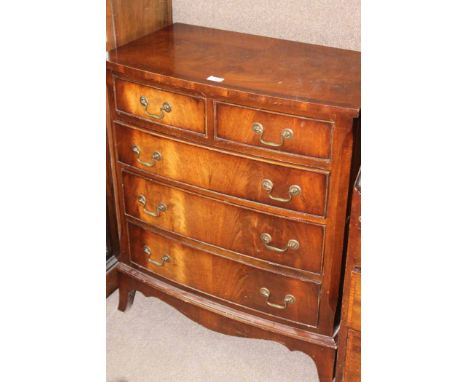 REPRODUCTION MAHOGANY BOW-FRONT CHEST OF DRAWERS