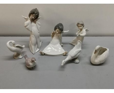 Lladro to include three angels, a Robin and a Goose, together with a Nao Swan and Goose Location: 6.3 