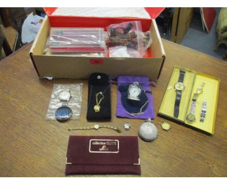 A selection of modern and vintage ladies and gents wrist and pocket watches to include a Rado quartz ladies watch along with 