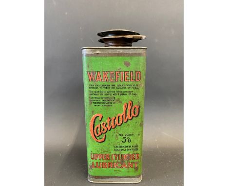 A Wakefield Castrollo Upper Cylinder Lubricant square quart caddy, large lid version.