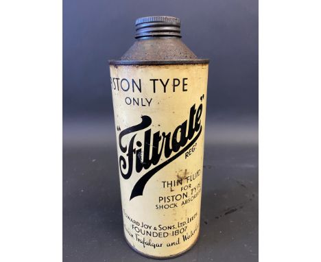 A Filtrate Piston type quart cylindrical oil can. 