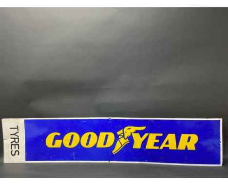 A Goodyear Tyres rectangular tin advertising sign, 47 1/4 x 10".
