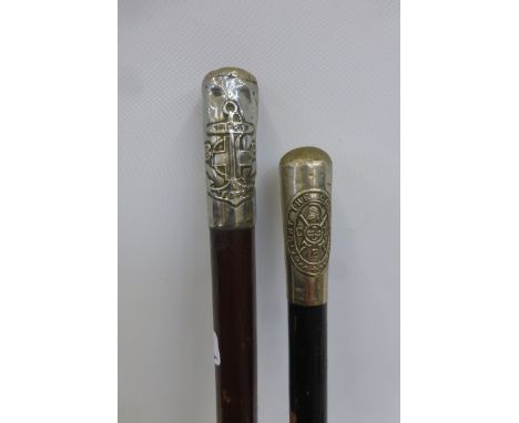 A Church Lad's Brigade C.L.B. swagger stick and a Boy's Brigade B.B. swagger stick.