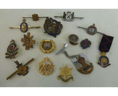 Fifteen Army sweetheart brooches and lapel badges including silver.