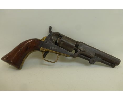 A Colt pocket percussion pistol with a 4 inch barrel, stamped 104487 on all sections.