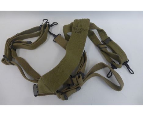 A WW2 U.S. Army set of webbing straps dated 1942 made by Froehlich Co.