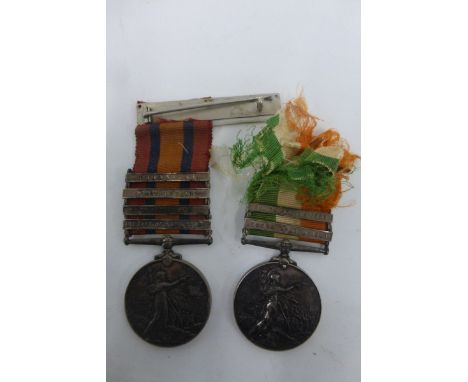 An officer's Boer War medal pair consisting of a ghost dated Q.S.A. with Transvaal, Driefontein, Paarerberg & Relief of Kimbe