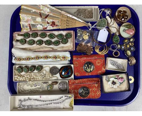 A Mixed Lot of Assorted Costume Jewellery, including bracelets, brooches, bangle, decorative fan, pendants etc.