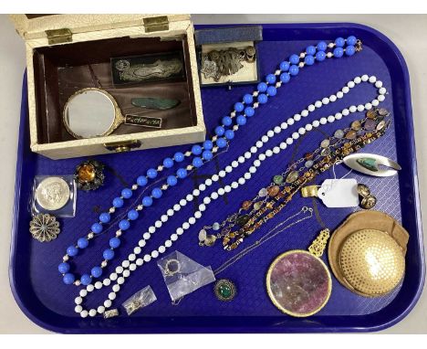 An Assortment of Vintage and Later Costume Jewellery, including fancy link chain stamped "925 Italy", polished hardstone neck