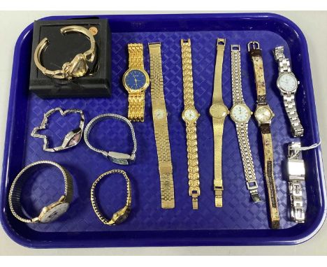 An Assortment of Ladies Wristwatches, to include gilt coloured Sekonda, Rotary, Mantaray, Tissot, Fossil, Avia, etc.