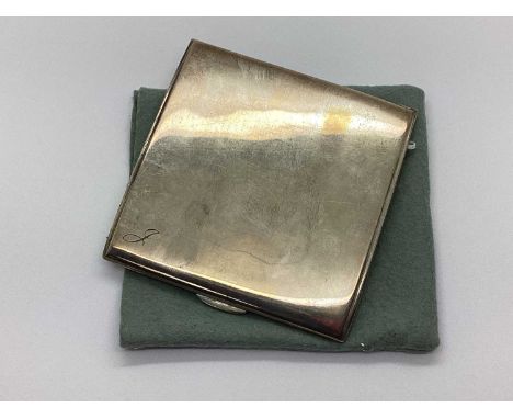 A Vintage Hallmarked Silver Cigarette Case, Walker &amp; Hall, Sheffield 1948, of square form, initialled "J" to corner, push