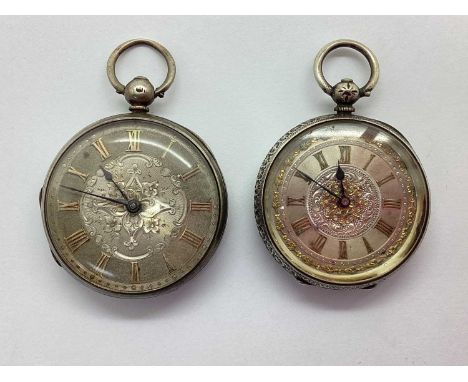A Highly Decorative Hallmarked Silver Cased Openface Pocketwatch, the unsigned dial with gilt coloured Roman numerals and cha