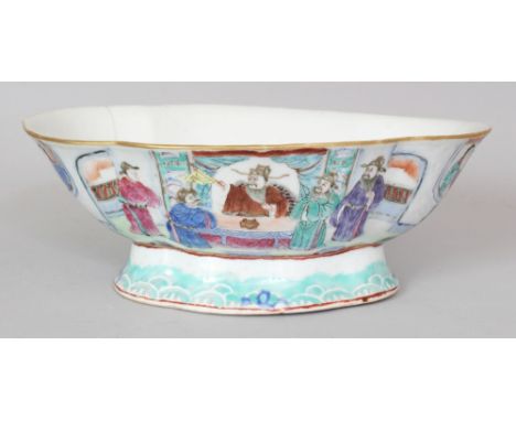 A 19TH CENTURY CHINESE DAOGUANG MARK & PERIOD FAMILLE ROSE PORCELAIN BOWL, the base with a Daoguang seal mark, 10.3in x 7.25i